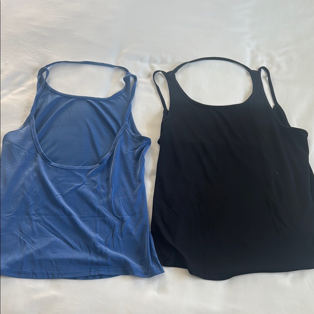 Women's Blue and Black Tank Tops